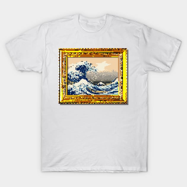 8-Bit The Great Wave off Kanagawa T-Shirt by GrumpyVulcan